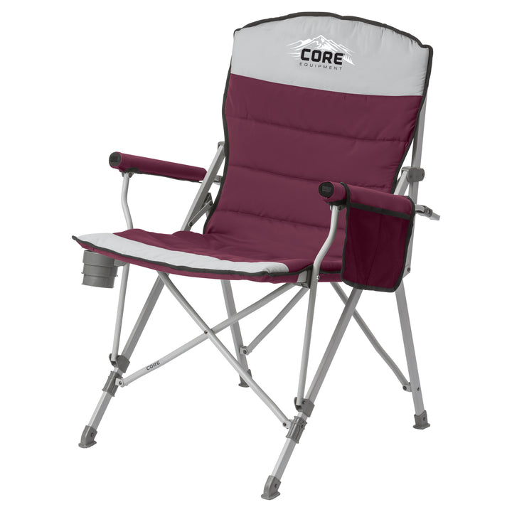 CORE Padded Hard Arm Chair w/ Storage Pockets & Carry Bag, 300lb Capacity, Wine - VMInnovations