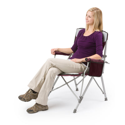 CORE Padded Hard Arm Chair w/ Storage Pockets & Carry Bag, 300lb Capacity, Wine