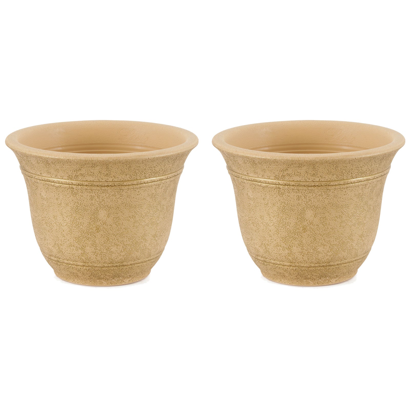 HC Companies Sierra 10 Inch Round Garden Planter Pot, Arizona Sand (2 Pack) - VMInnovations