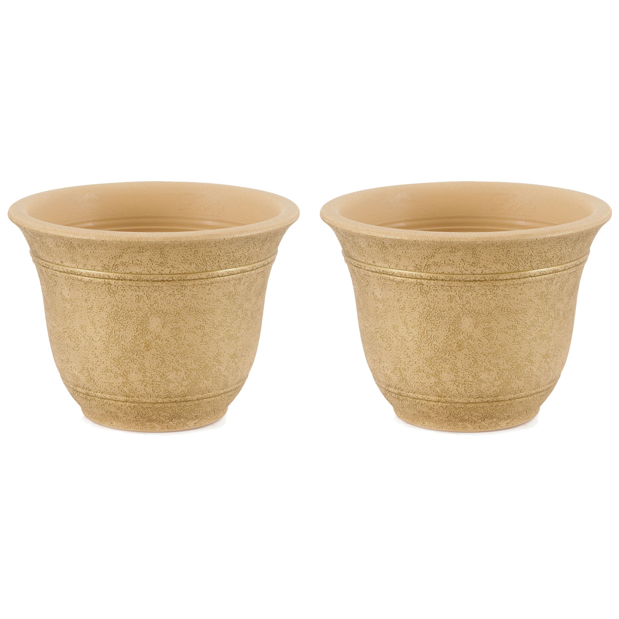 HC Companies Sierra 10 Inch Round Garden Planter Pot, Arizona Sand (2 Pack) - VMInnovations