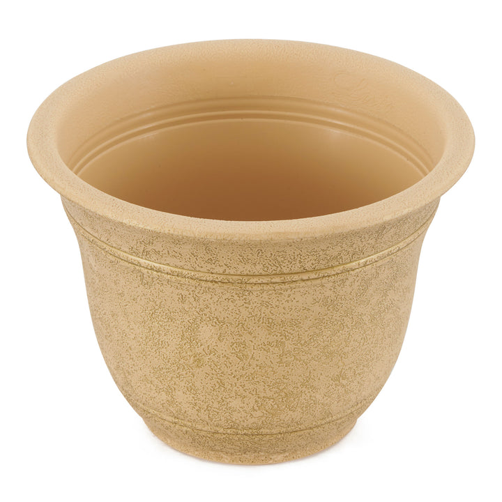 HC Companies Sierra 10 Inch Round Garden Planter Pot, Arizona Sand (2 Pack)