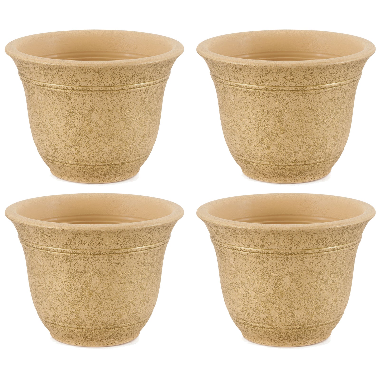 HC Companies Sierra 10 Inch Round Garden Planter Pot, Arizona Sand (4 Pack) - VMInnovations