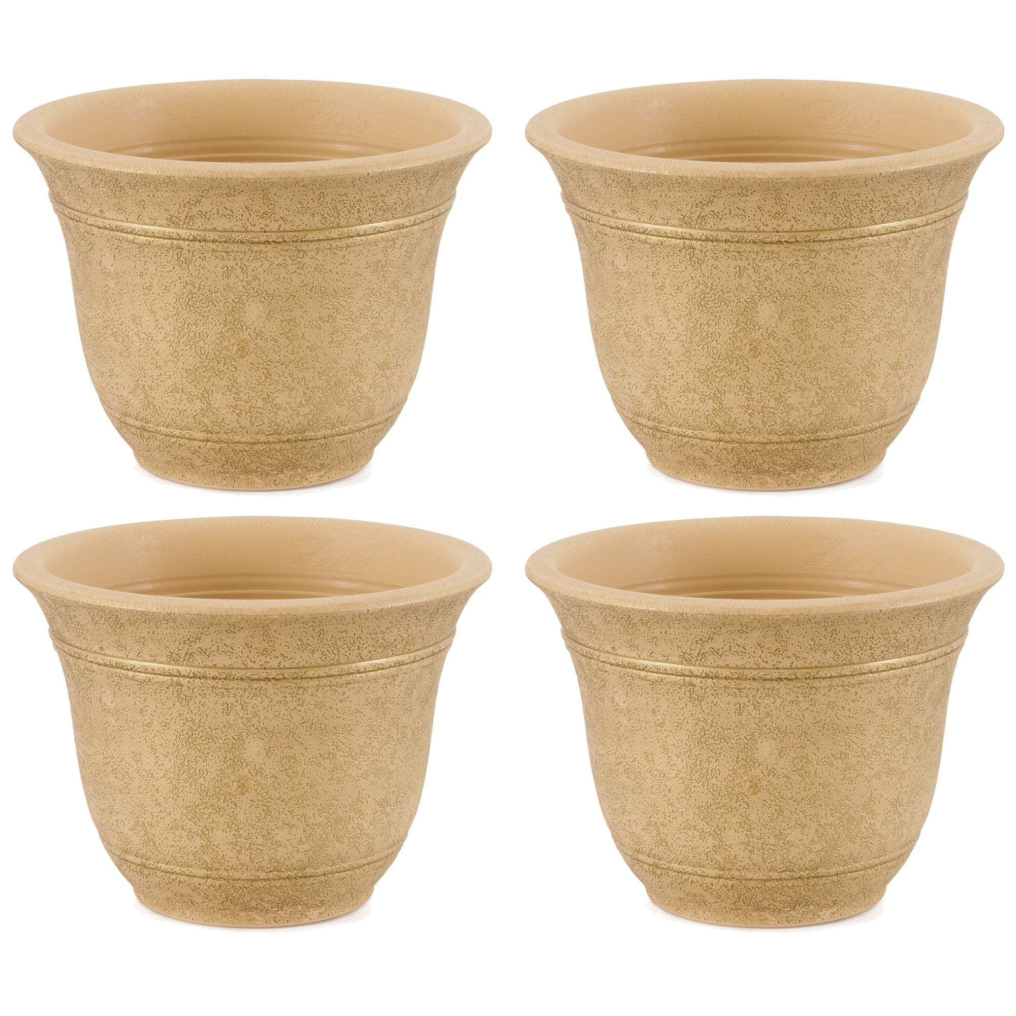HC Companies Sierra 10 Inch Round Garden Planter Pot, Arizona Sand (4 Pack) - VMInnovations