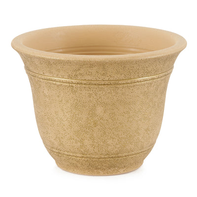 HC Companies Sierra 10 Inch Round Garden Planter Pot, Arizona Sand (4 Pack) - VMInnovations