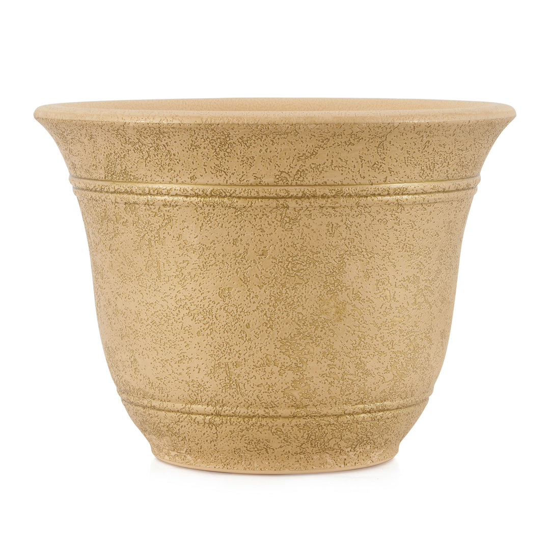 HC Companies Sierra 10 Inch Round Garden Planter Pot, Arizona Sand (4 Pack)