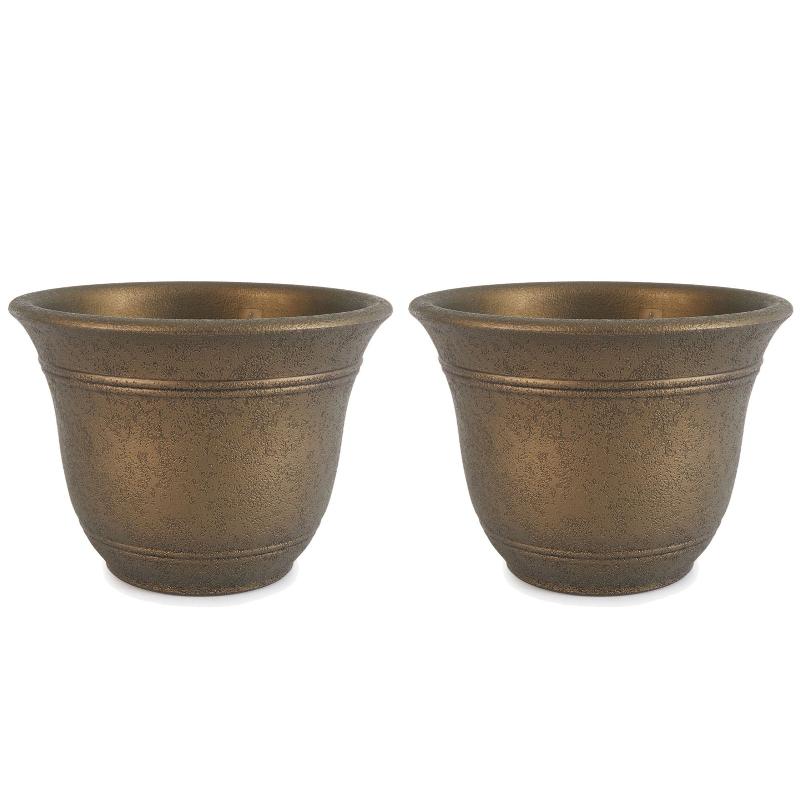 HC Companies Sierra 10 Inch Round Garden Planter Pot, Celtic Bronze (2 Pack) - VMInnovations