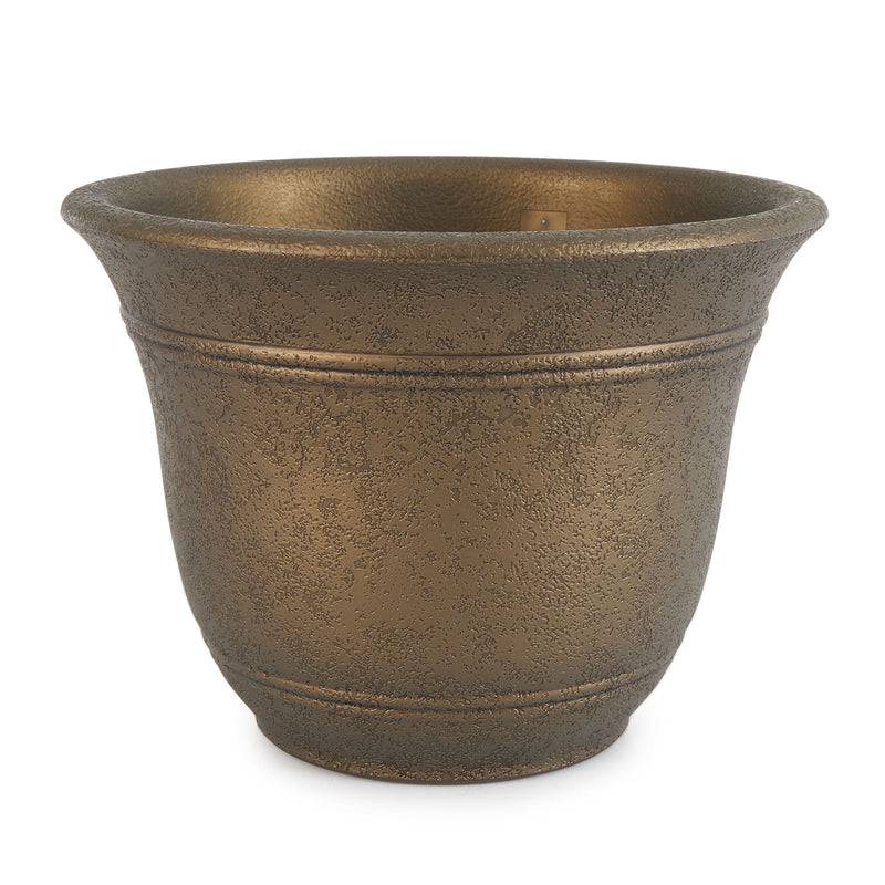 HC Companies Sierra 10 Inch Round Garden Planter Pot, Celtic Bronze (2 Pack)