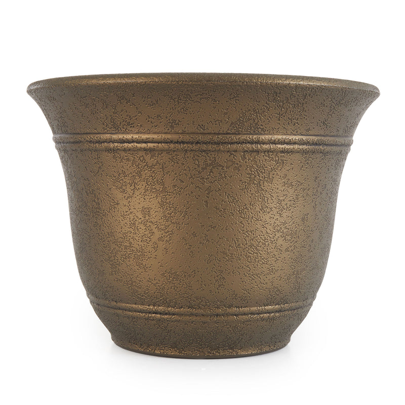 HC Companies Sierra 10 Inch Round Garden Planter Pot, Celtic Bronze (2 Pack)