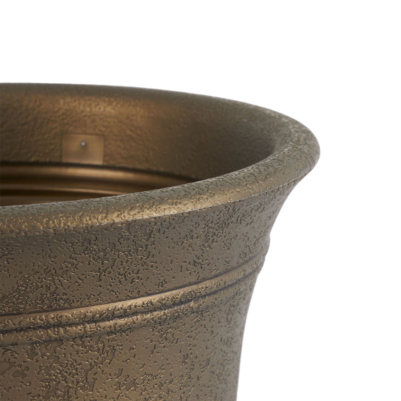 HC Companies Sierra 10 Inch Round Garden Planter Pot, Celtic Bronze (3 Pack)