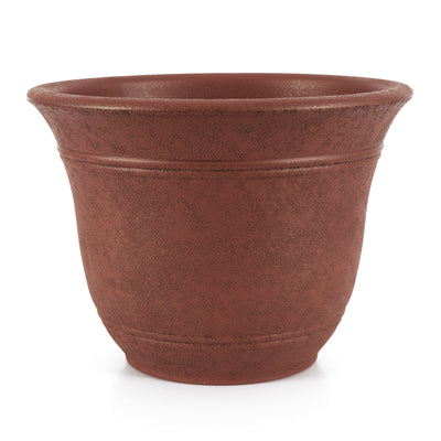 HC Companies Sierra 13 In Round Garden Planter Pot, Rustic Redstone (4 Pack) - VMInnovations