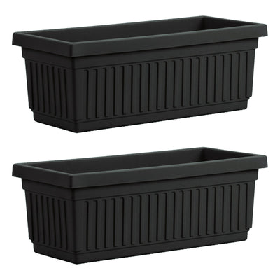 HC Companies 30 Inch Fluted Plastic Venetian Garden Flower Window Box (2 Pack) - VMInnovations