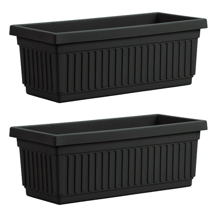 HC Companies 30 Inch Fluted Plastic Venetian Garden Flower Window Box (2 Pack)