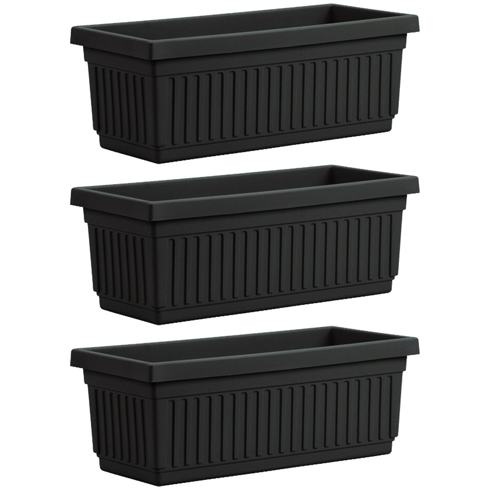 HC Companies 30 Inch Fluted Plastic Venetian Garden Flower Window Box (3 Pack) - VMInnovations