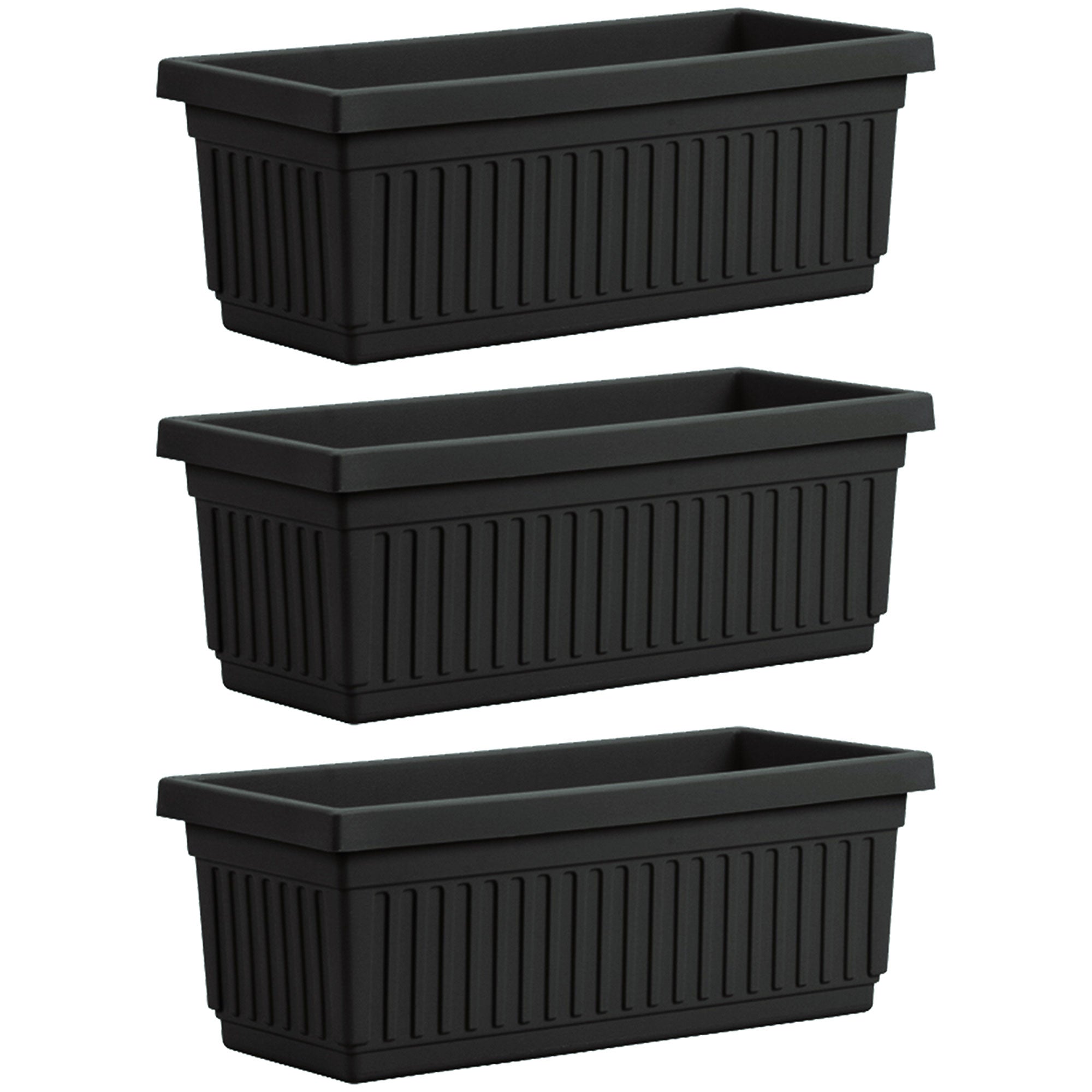 HC Companies 30 Inch Fluted Plastic Venetian Garden Flower Window Box (3 Pack) - VMInnovations