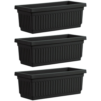 HC Companies 30 Inch Fluted Plastic Venetian Garden Flower Window Box (3 Pack) - VMInnovations