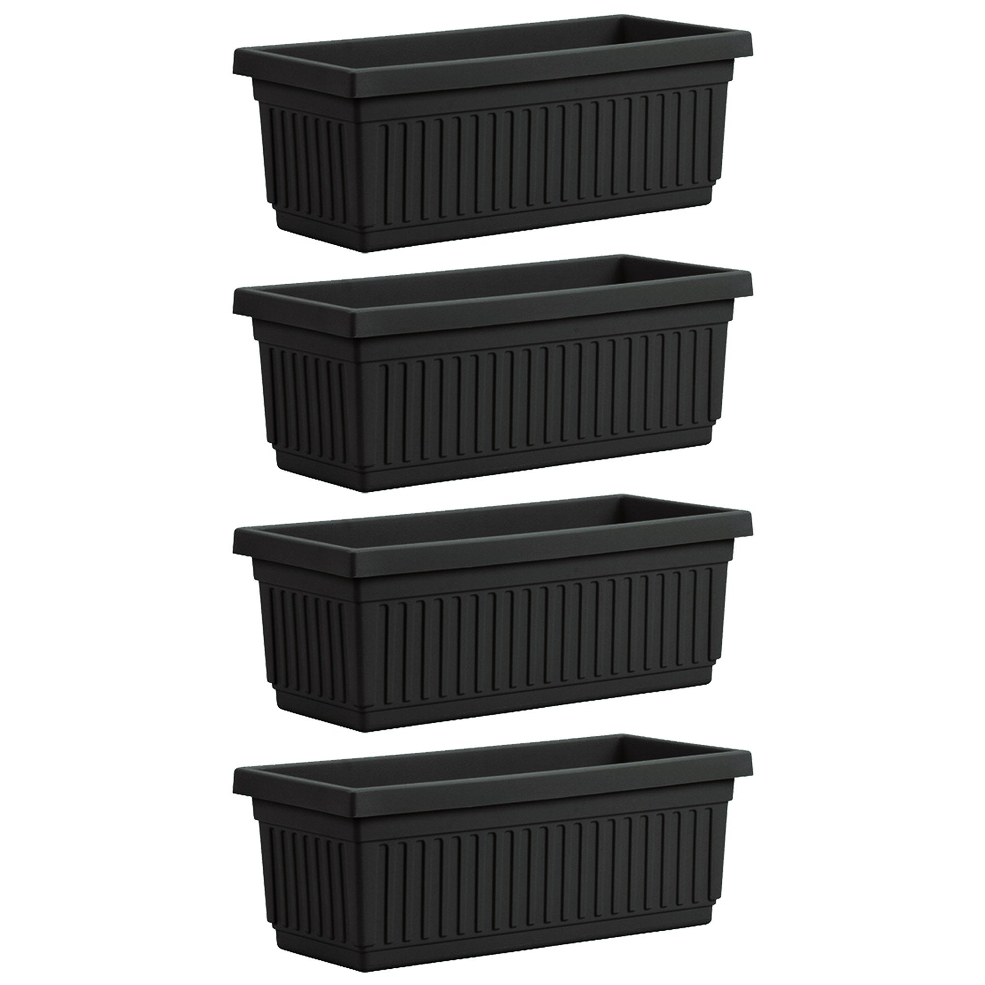 HC Companies 30 Inch Fluted Plastic Venetian Garden Flower Window Box (4 Pack) - VMInnovations