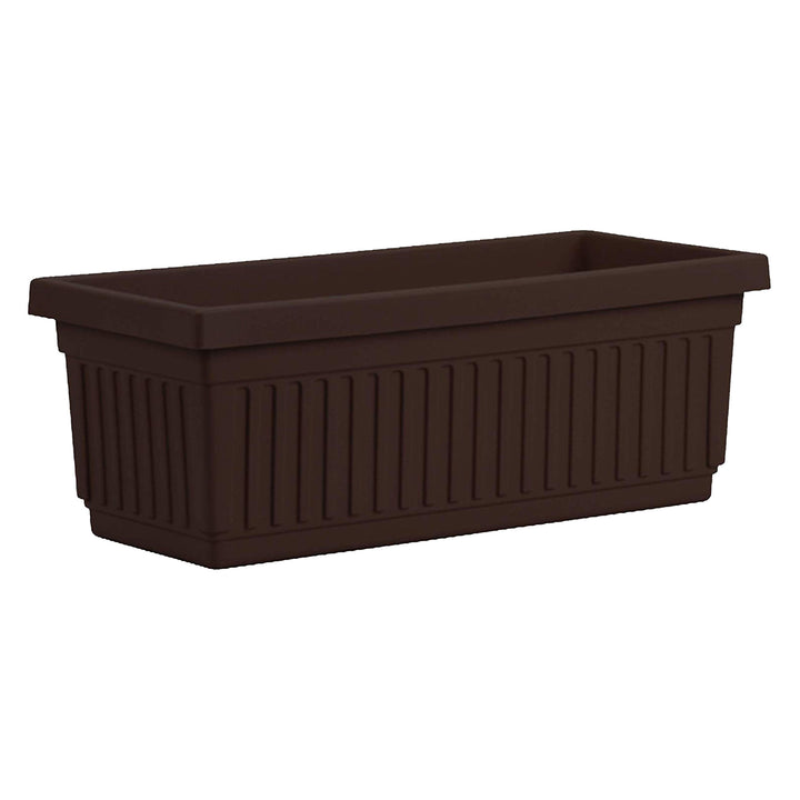 HC Companies 29.5 Inch Fluted Plastic Venetian Flower Box, Chocolate (4 Pack)