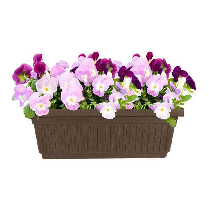 HC Companies 29.5 Inch Fluted Plastic Venetian Flower Box, Chocolate (4 Pack)