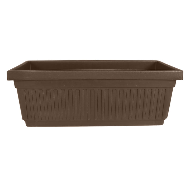 HC Companies 29.5 Inch Fluted Plastic Venetian Flower Box, Chocolate (4 Pack)