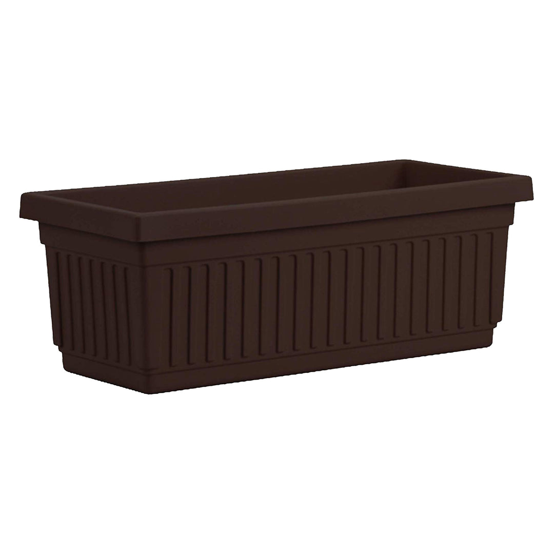 HC Companies 29.5 Inch Fluted Plastic Venetian Flower Box, Chocolate (6 Pack)