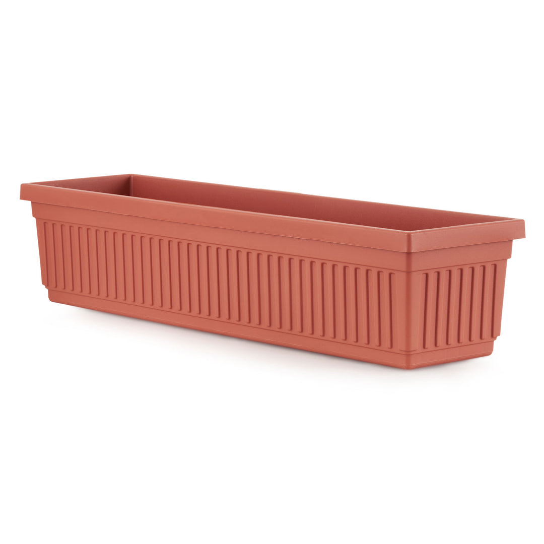 HC Companies 30 Inch Fluted Venetian Garden Flower Window Box, Clay (2 Pack)