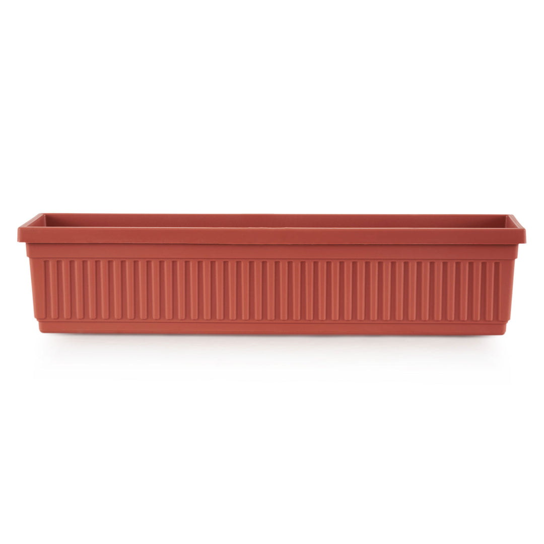 HC Companies 30 Inch Fluted Venetian Garden Flower Window Box, Clay (2 Pack)