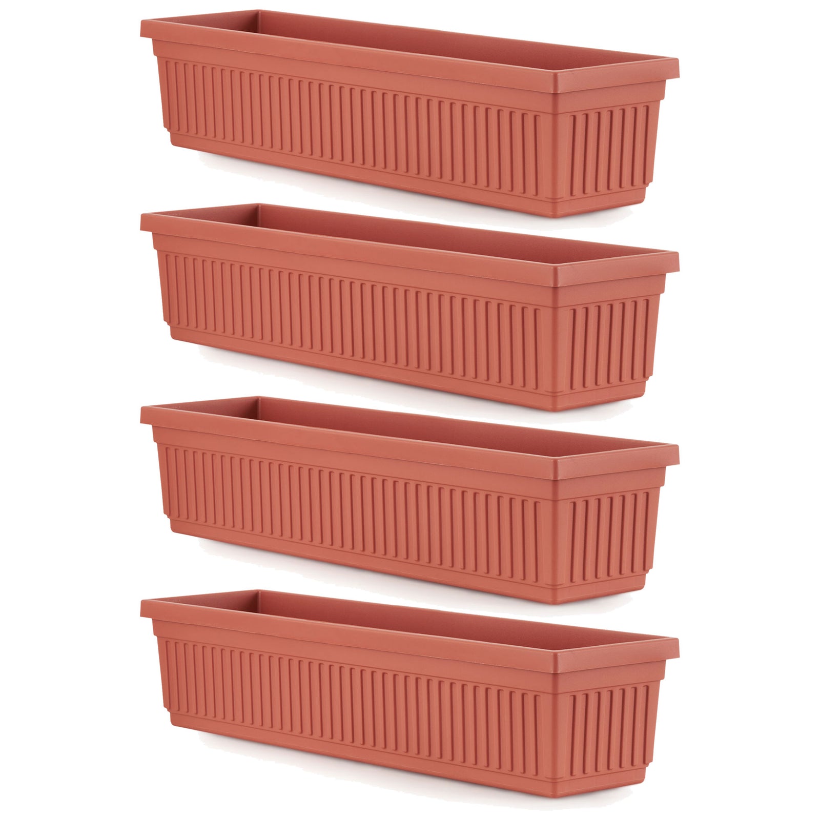 HC Companies 30 Inch Fluted Venetian Garden Flower Window Box, Clay (4 Pack) - VMInnovations