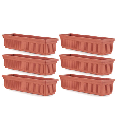 HC Companies 30 Inch Fluted Venetian Garden Flower Window Box, Clay (6 Pack) - VMInnovations