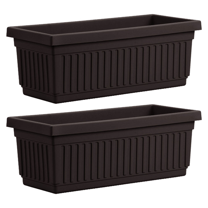 HC Companies 24 Inch Fluted Venetian Garden Flower Window Box, Black (2 Pack)