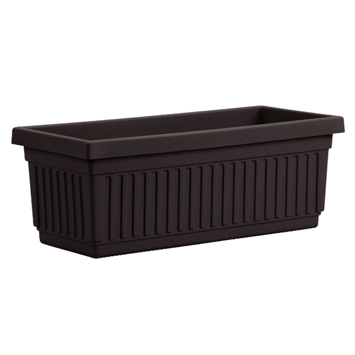 HC Companies 24 Inch Fluted Venetian Garden Flower Window Box, Black (2 Pack)