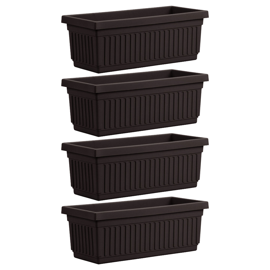 HC Companies 24 Inch Fluted Venetian Garden Flower Window Box, Black (4 Pack)