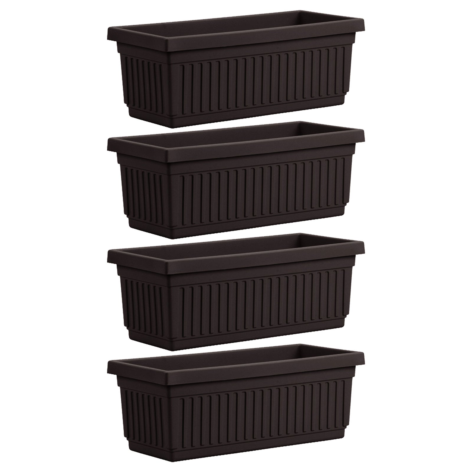 HC Companies 24 Inch Fluted Venetian Garden Flower Window Box, Black (4 Pack) - VMInnovations