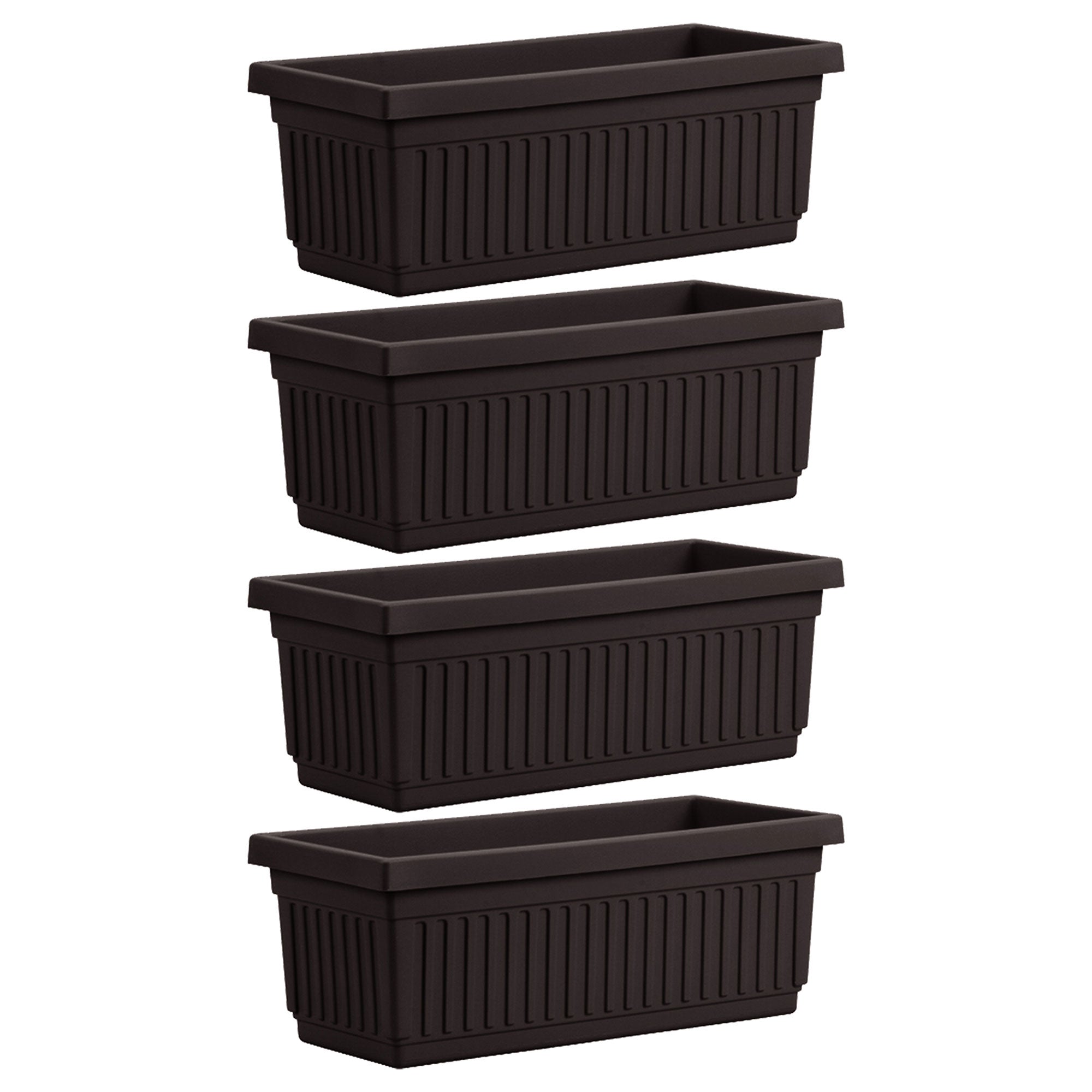 HC Companies 24 Inch Fluted Venetian Garden Flower Window Box, Black (4 Pack) - VMInnovations