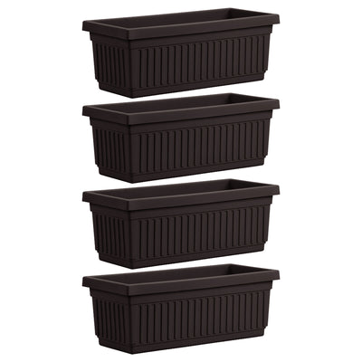 HC Companies 24 Inch Fluted Venetian Garden Flower Window Box, Black (4 Pack) - VMInnovations