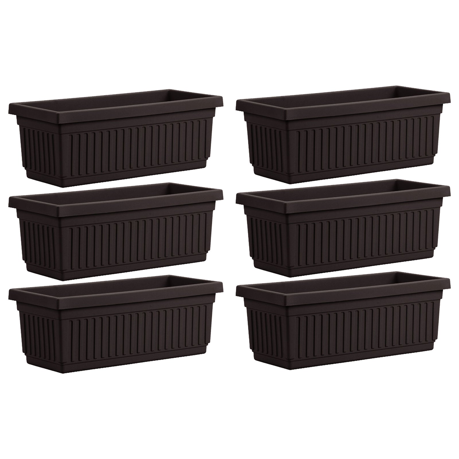 HC Companies 24 Inch Fluted Venetian Garden Flower Window Box, Black (6 Pack) - VMInnovations