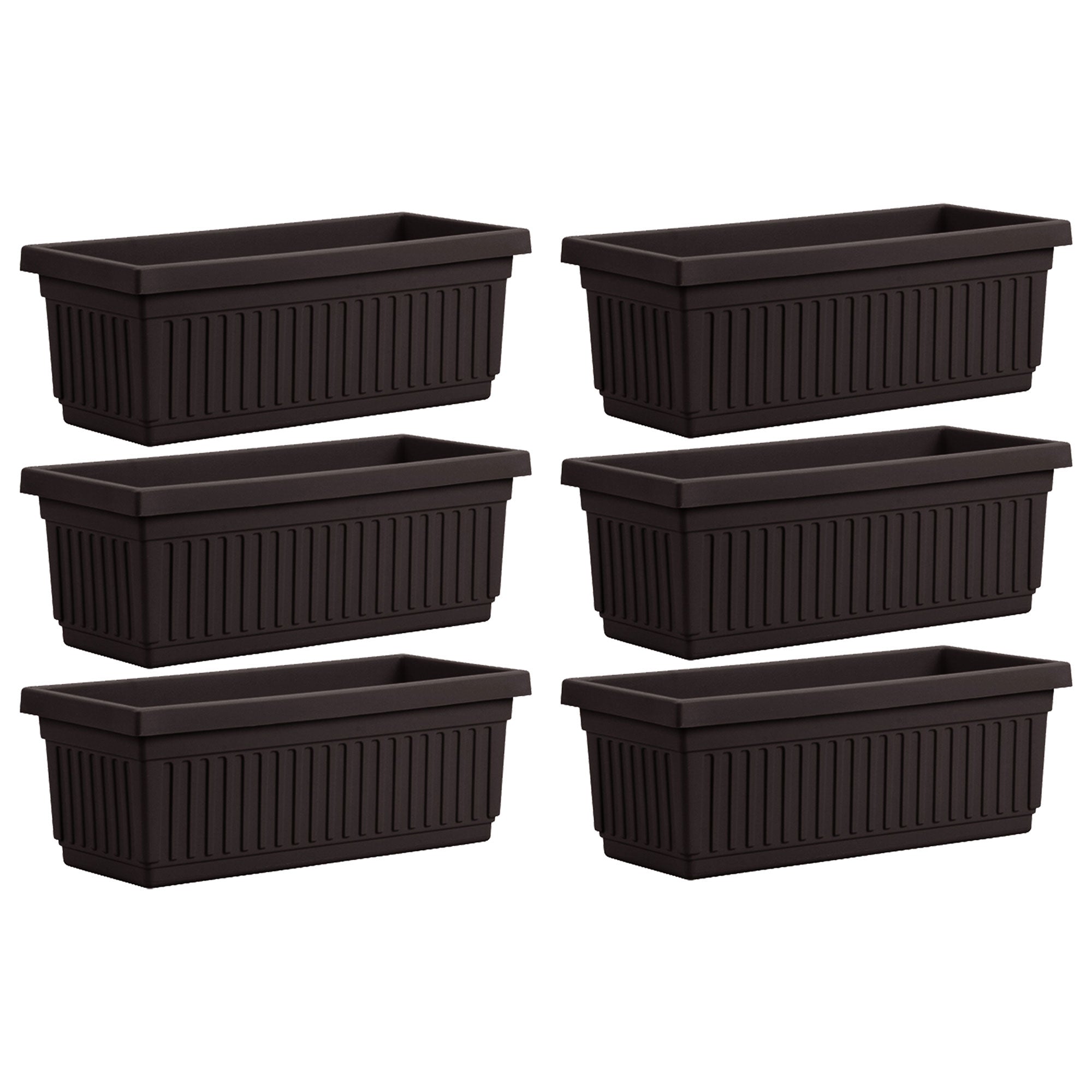 HC Companies 24 Inch Fluted Venetian Garden Flower Window Box, Black (6 Pack) - VMInnovations