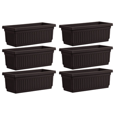 HC Companies 24 Inch Fluted Venetian Garden Flower Window Box, Black (6 Pack) - VMInnovations