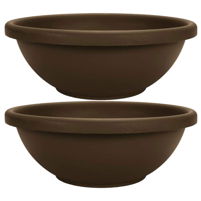 The HC Companies 18 Inch Bowl Planter with with Drainage, Chocolate (2 Pack) - VMInnovations