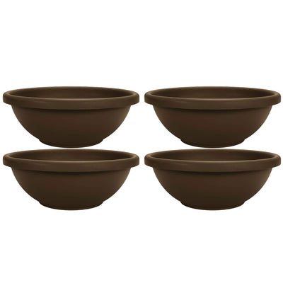 The HC Companies 18 Inch Bowl Planter with with Drainage, Chocolate (4 Pack) - VMInnovations