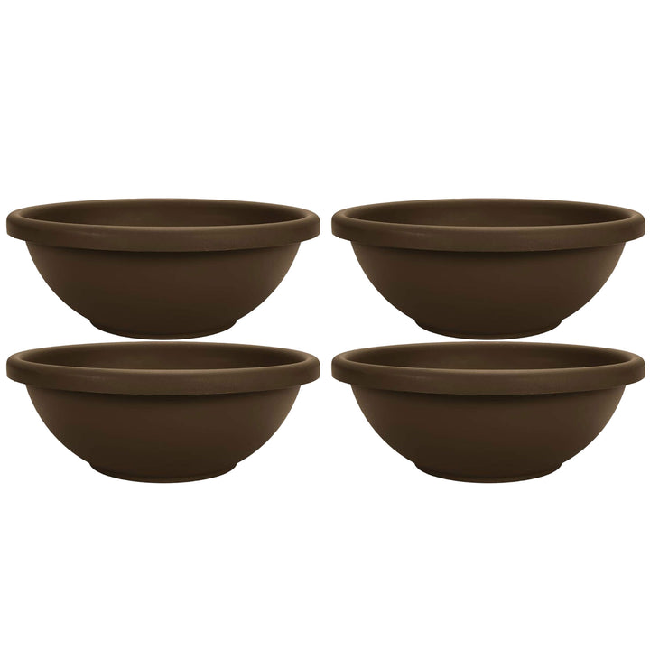 The HC Companies 18 Inch Bowl Planter with with Drainage, Chocolate (4 Pack)