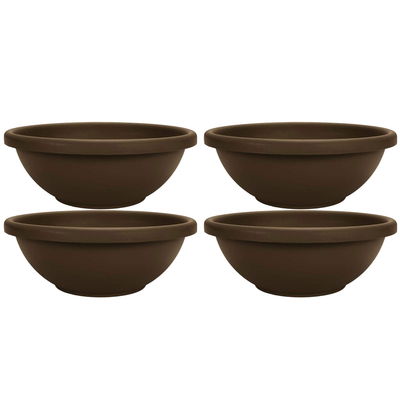 The HC Companies 18 Inch Bowl Planter with with Drainage, Chocolate (4 Pack)