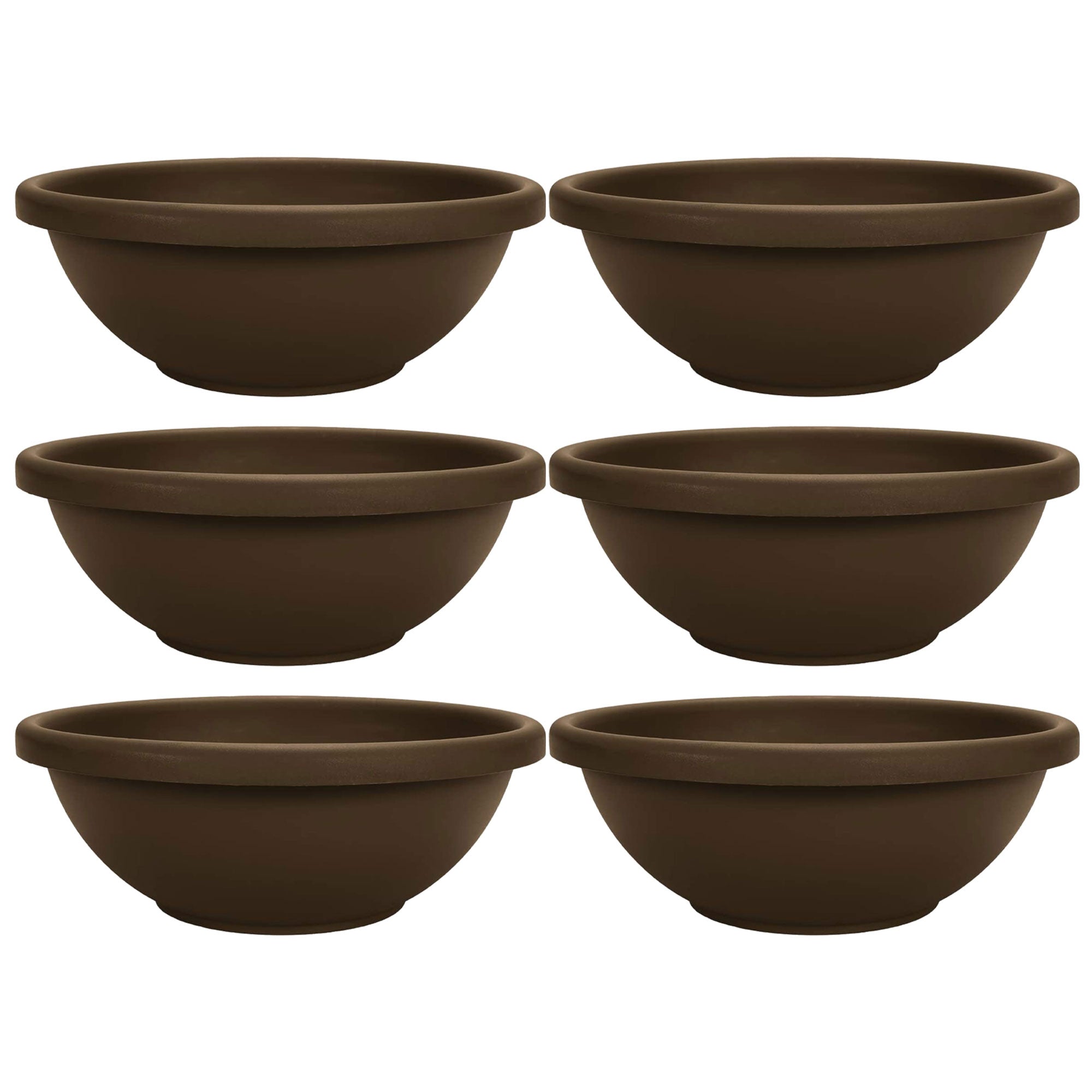 The HC Companies 18 Inch Bowl Planter with with Drainage, Chocolate (6 Pack) - VMInnovations