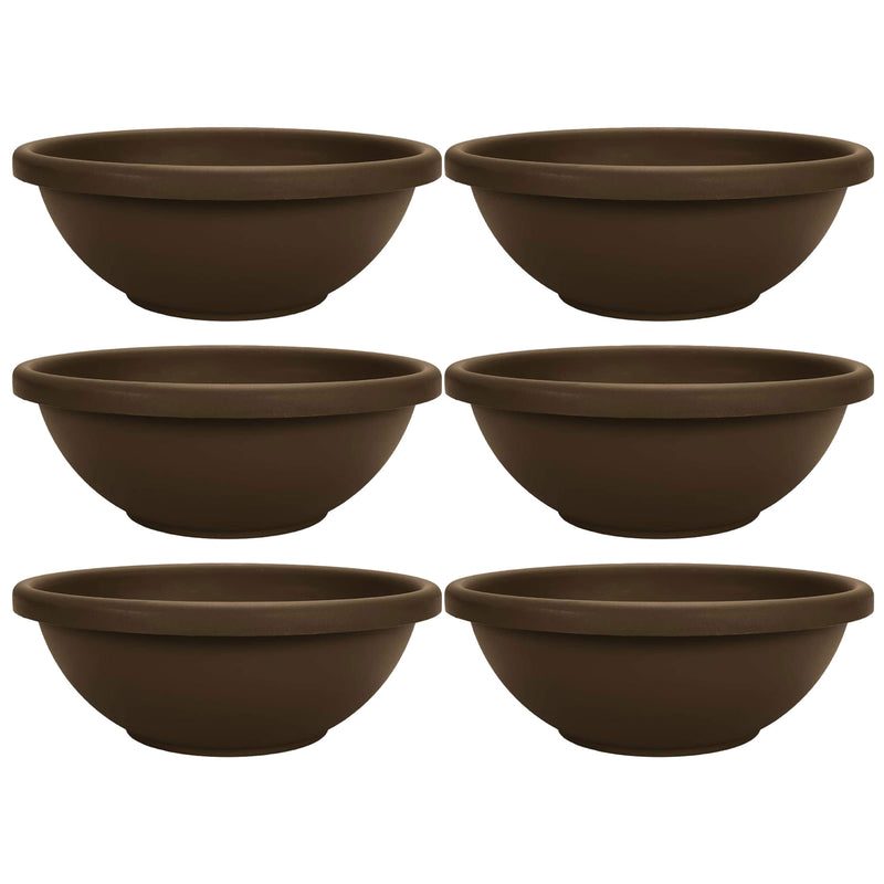 The HC Companies 18 Inch Bowl Planter with with Drainage, Chocolate (6 Pack)