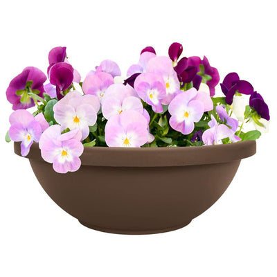 The HC Companies 18 Inch Bowl Planter with with Drainage, Chocolate (6 Pack)