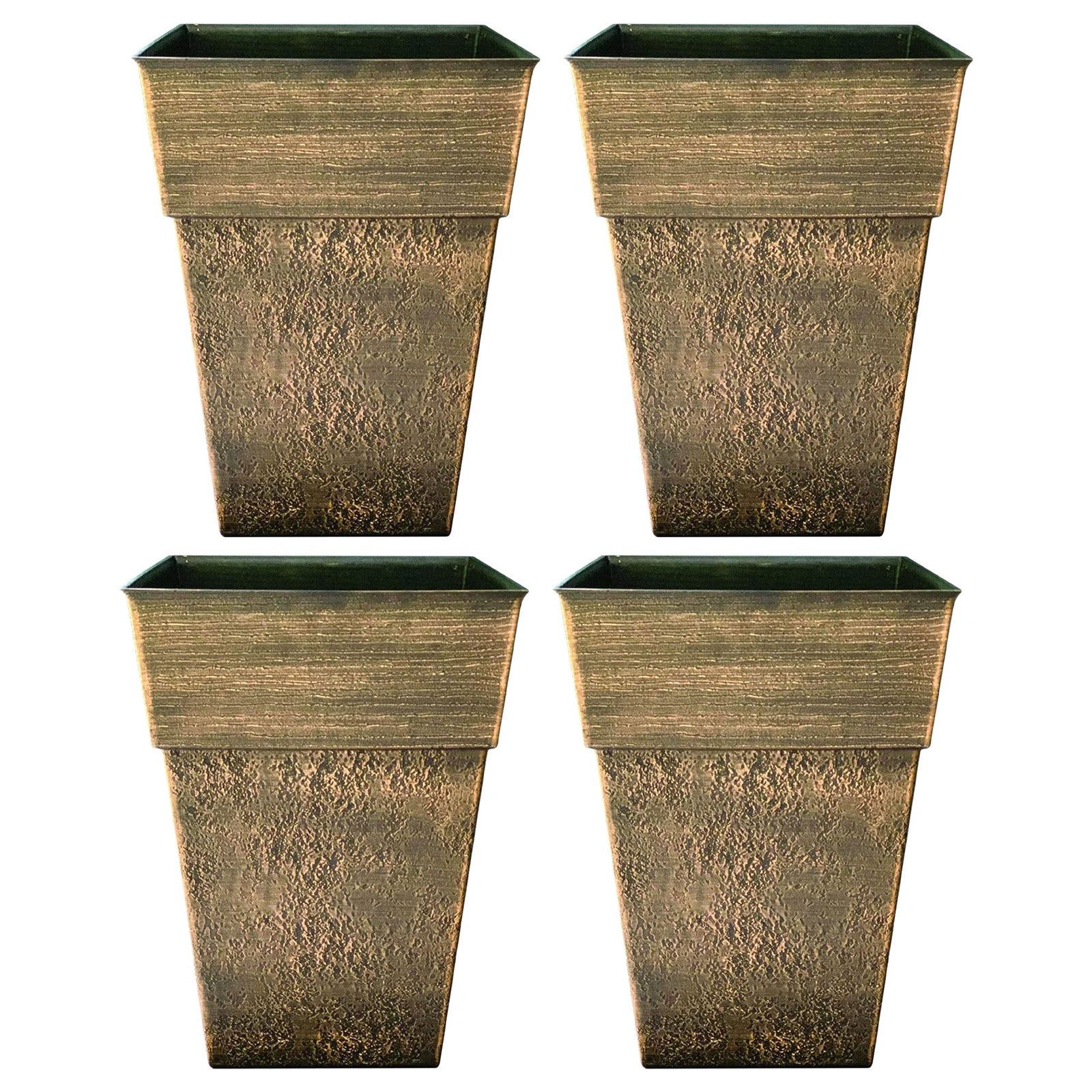 The HC Companies Avino 16 Inch Square Flower Planter Pot, Celtic Bronze (4 Pack) - VMInnovations