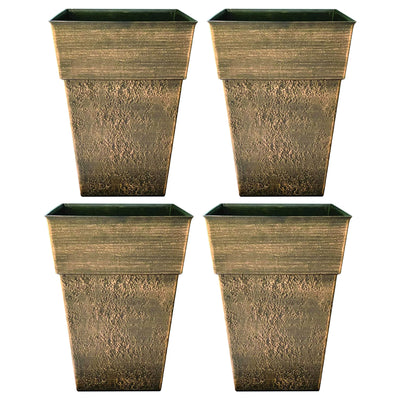 The HC Companies Avino 16 Inch Square Flower Planter Pot, Celtic Bronze (4 Pack) - VMInnovations