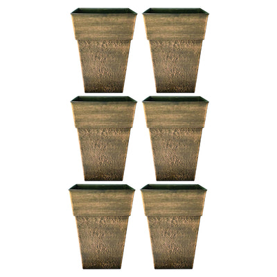 The HC Companies Avino 16 Inch Square Flower Planter Pot, Celtic Bronze (6 Pack) - VMInnovations