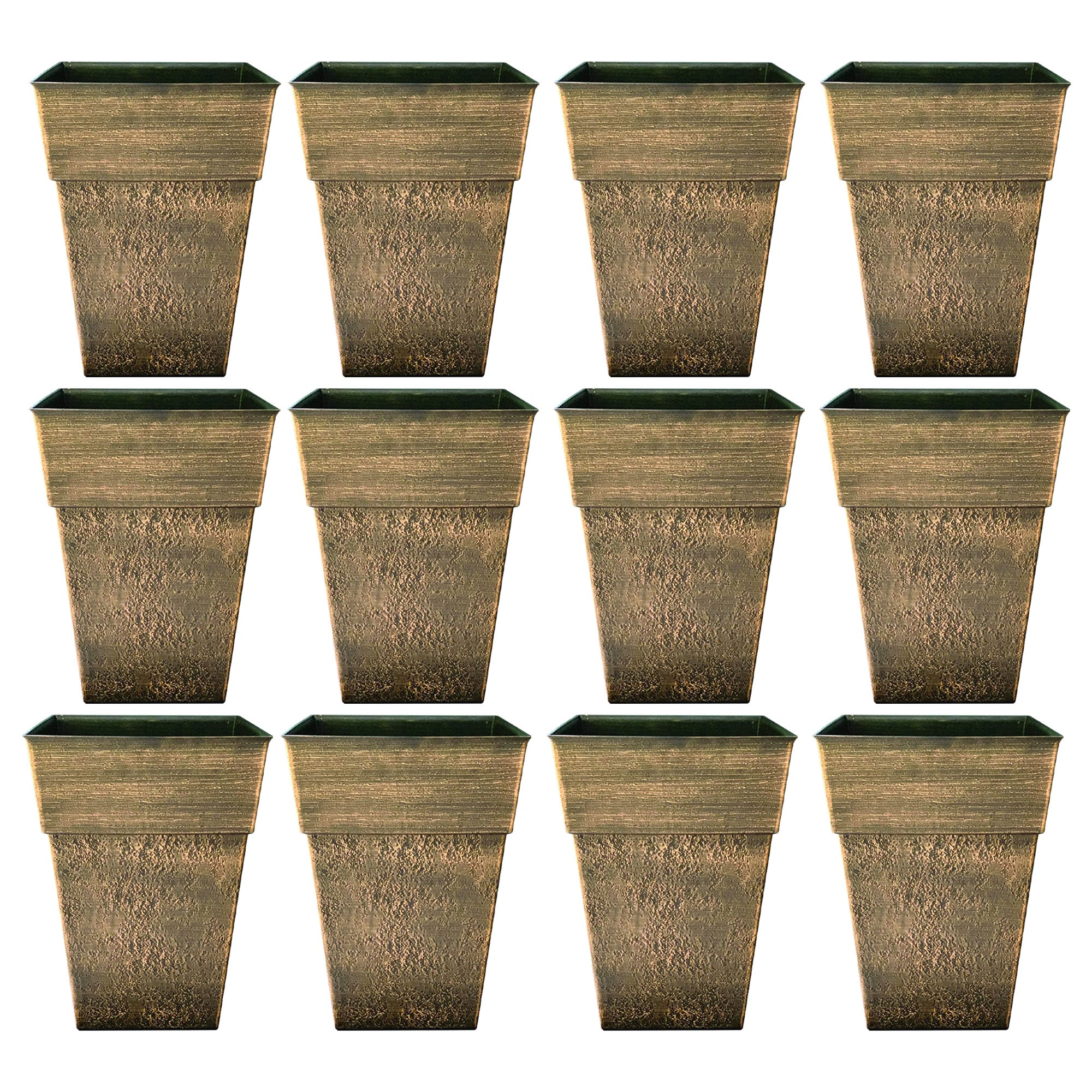 The HC Companies Avino 16” Square Flower Planter Pot, Celtic Bronze (12 Pack)