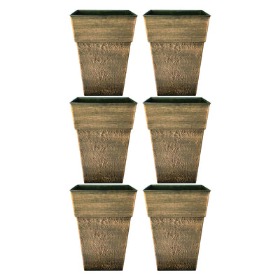 The HC Companies Avino 13 Inch Square Flower Planter Pot, Celtic Bronze (6 Pack)