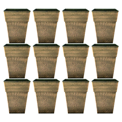 The HC Companies Avino 13 In Square Flower Planter Pot, Celtic Bronze (12 Pack)